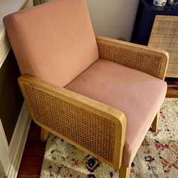 Pink Rattan Accent Chair