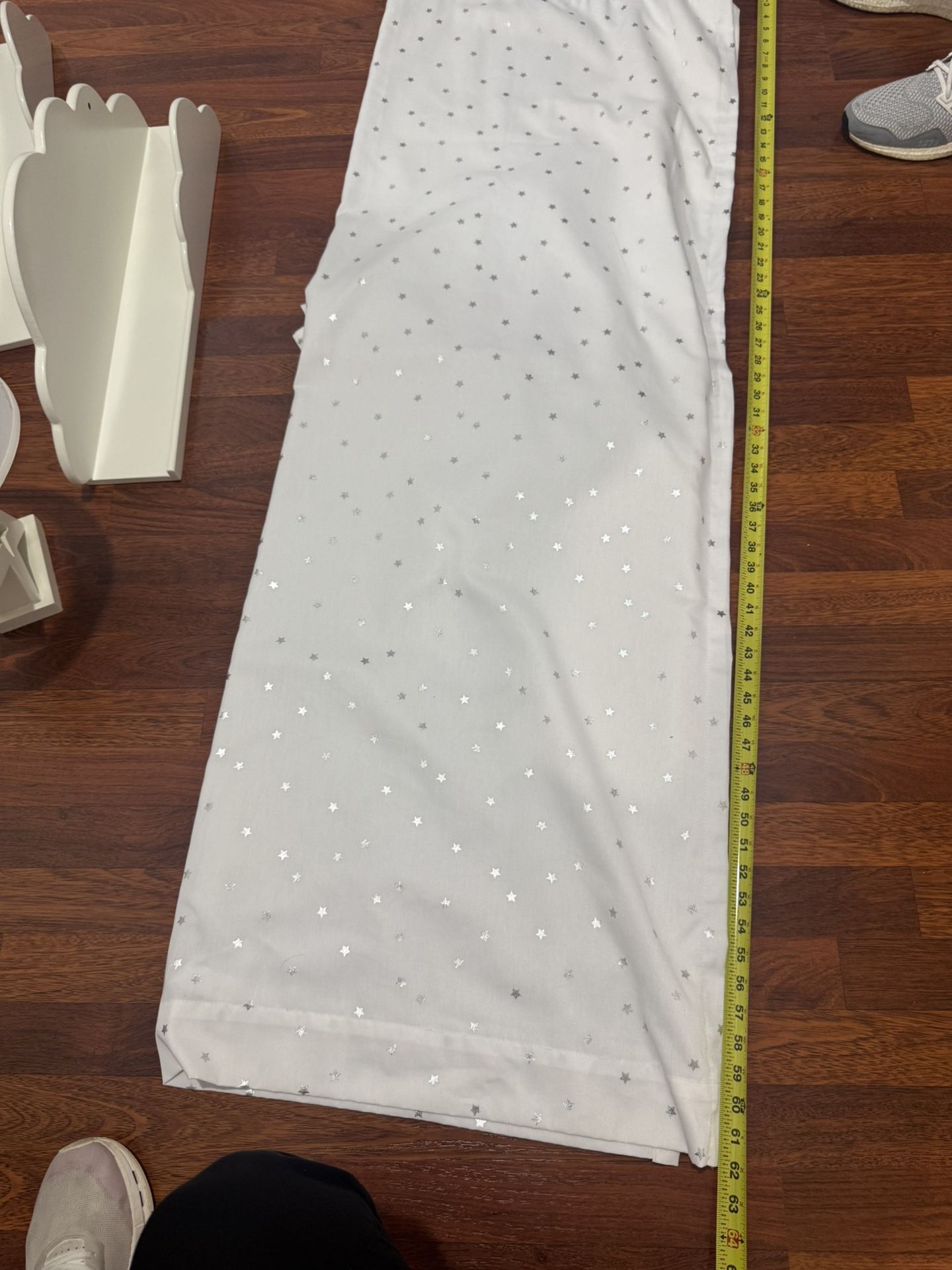 White blackout drapes with silver stars for baby/kids room - set of 2