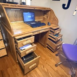 Oak Roll Top Desk