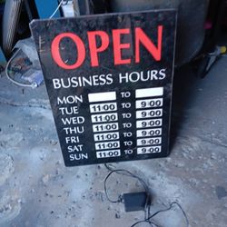 OPEN BUSINESS HOURS  Electric Sign W/Charge 