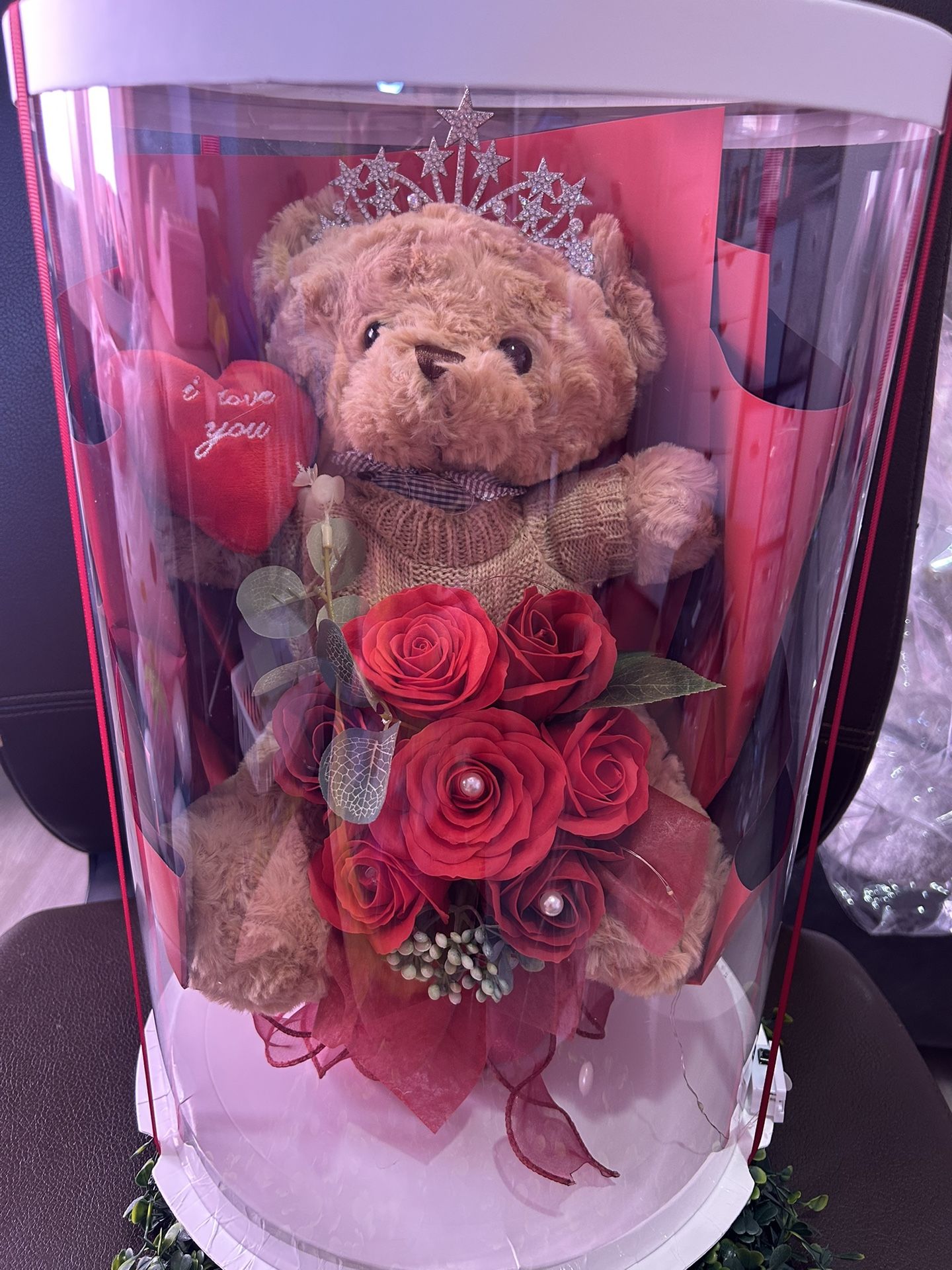 Bear And Bouquet Of Eternal Flowers 
