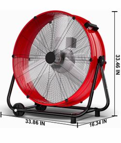 Large Industrial Drum Fan with Wheels