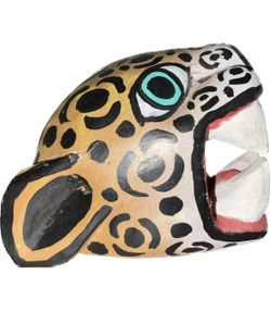 Hand Made Wood Sculpture Mexican  Mayan Jaguar