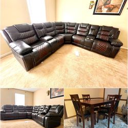 BRAND NEW GIGANTIC OVERSIZED RECLINER SECTIONAL  $1675!  INCLUDING FREE DINING TABLE SET!