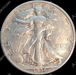 1936-D walking liberty silver coin