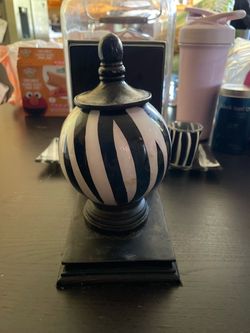 Black and White Striped Decorative Book End