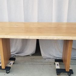 Crate andt.c Barrel Dakota 77" dining room European white oak live edge dining table. Delivery