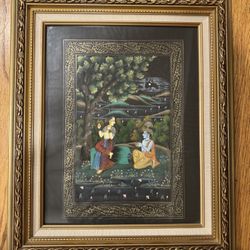 Framed Radha Krishna Traditional Indian Painting – Intricate & Spiritual Art
