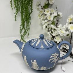 Vintage Wedgwood Pale Blue Jasperware Teapot