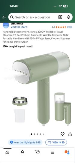 Handheld Steamer for Clothes, 1200W Foldable Travel Steamer, 20 Sec Preheat Garments Wrinkle Remover, 120V Portable Hand Iron with 150ml Water Tank, C