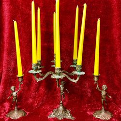 Vintage Leather Topped (w/ Gold Gilt Linings /Design) Duncan Phyfe Pembroke w/ Pair of Carved Victorian Chairs w/ Fruit Carvings on Top   Dimensions: 