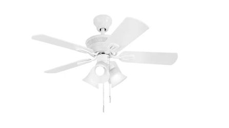 Hampton Bay Glendale III 42 in. LED Indoor White Ceiling Fan with Light and Pull Chains