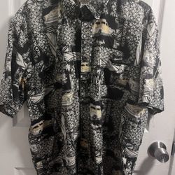 Car Print Hawaiian Button Down Shirt