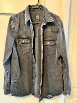 Zara Distressed Denim Shirt Jacket