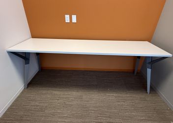 7’x2’ White Desk with Silver Legs