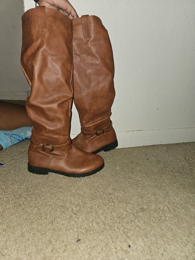 Brown Calf High Boots