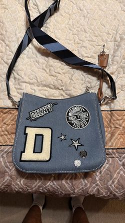 DKNY Denim Crossbody Bag with Patches