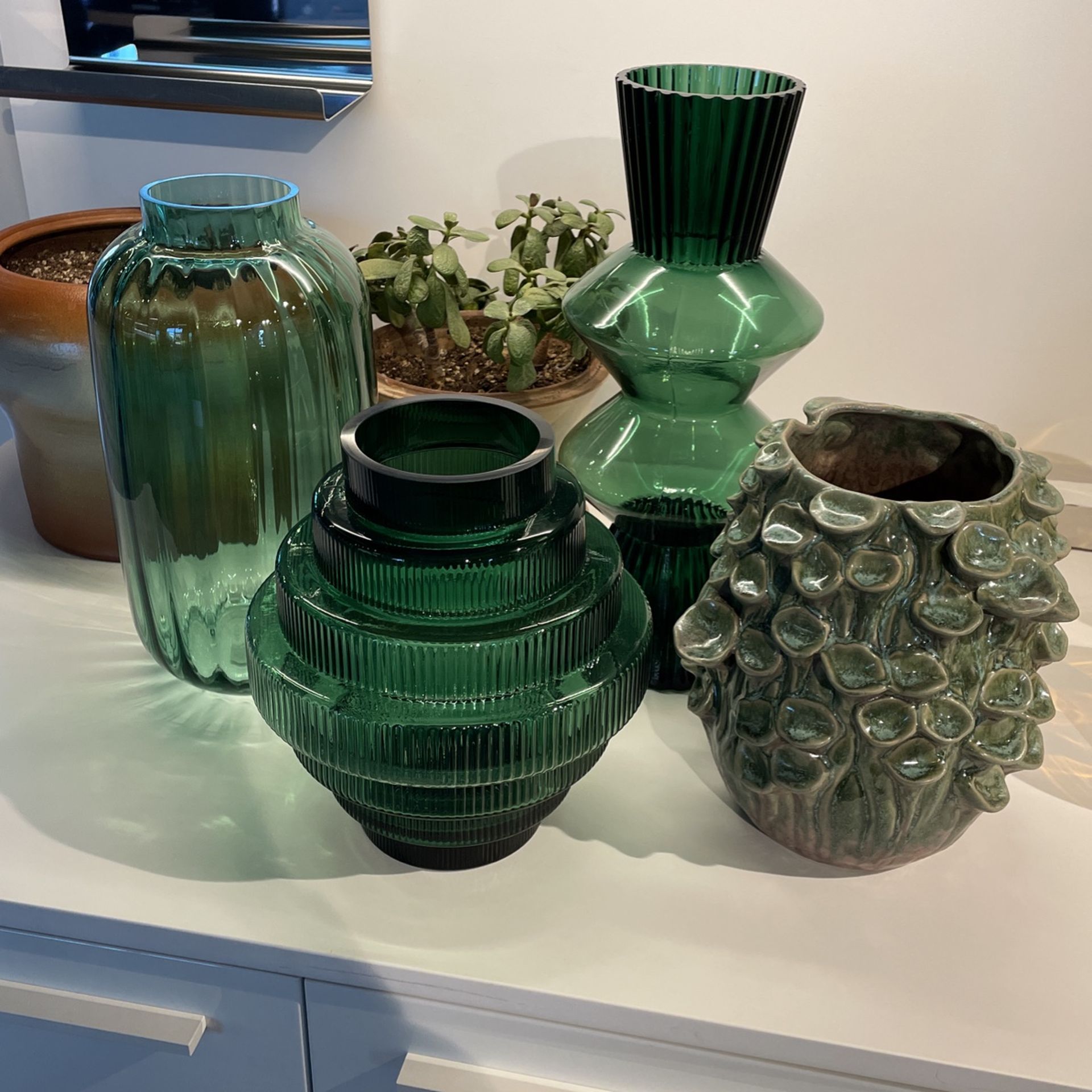 Green Vases Flower Pots Planters Glass
