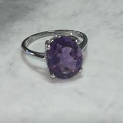 Silver ring Amethyst  Size 7