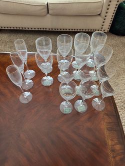 Lenox Encore Gold Crystal 3 Flutes, 8 Beverage Glasses, 6 Wine Glasses