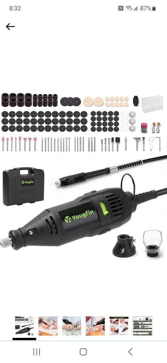 Sponsored
Visit the Yougfin Store
4.4 out of 5 stars148Reviews
Yougfin Rotary Tool Kit with MultiPro Keyless Chuck and Flex Shaft -140pcs Accessori