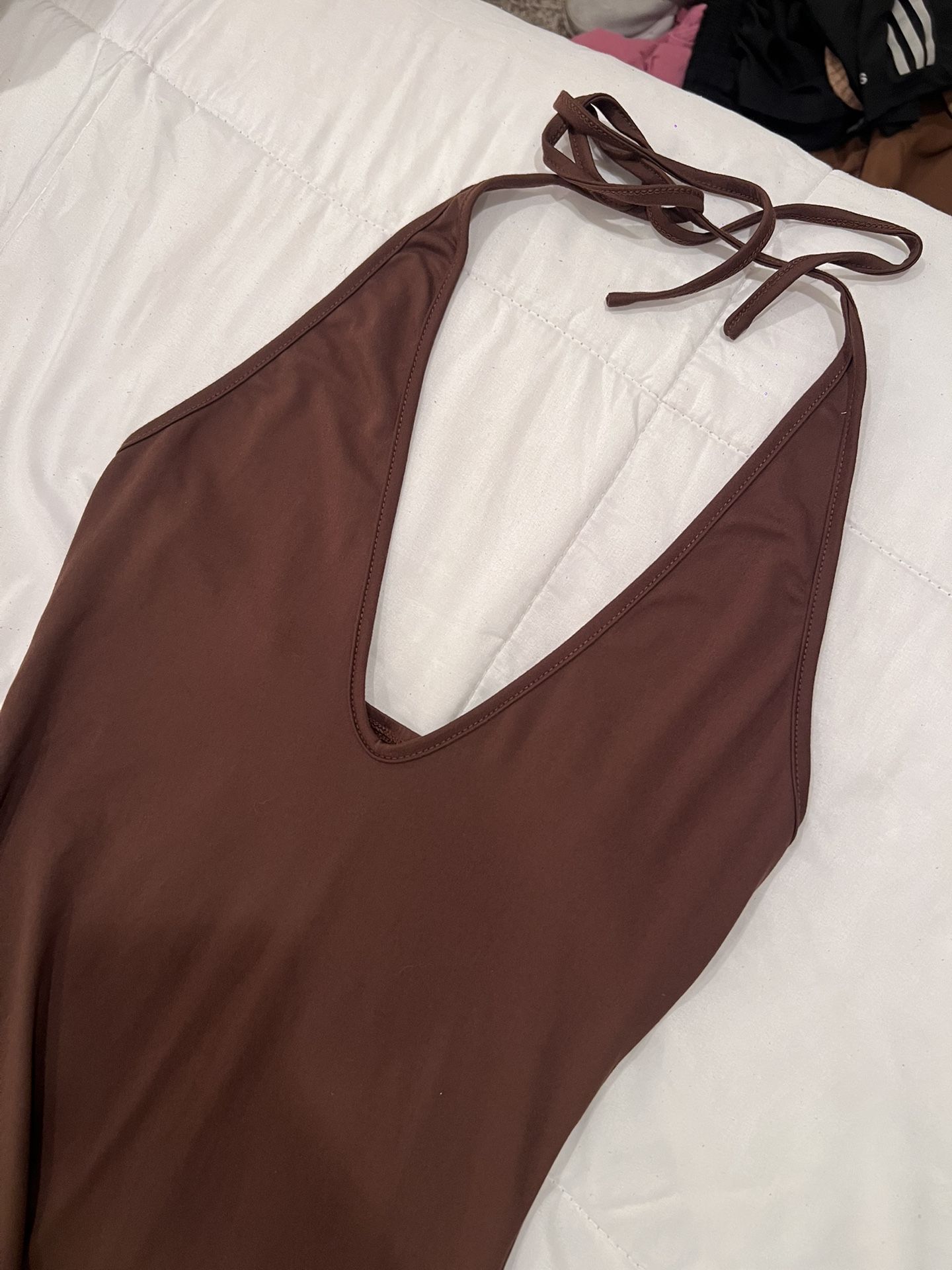 Brown Sundress W/ High Slit 