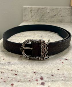 SAINT LAURENT Calfskin Monogram Celtique 75 30 Belt Black