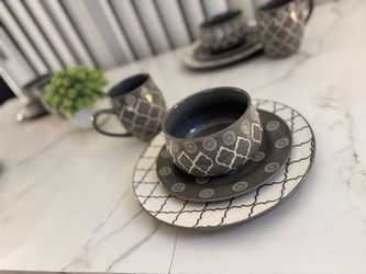 Moroccan grey 16pc dinner set