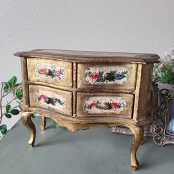 Vintage Florentine Bombe Style Jewelry Box 