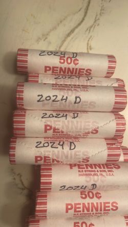 2024 Lincon rolls of pennies incirculated new asking $10 for 1 roll