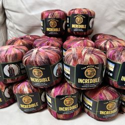 Lion Brand Yarn Incredible Ribbon Yarn - Autumn Leaves Color (29 Qty)