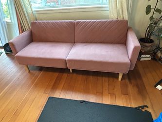 Pink velvet futon