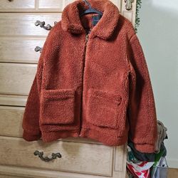 Faux Sherpa shearling teddy coat, L size 