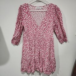 Petal & Pup floral print knee-length babydoll dress /puff sleeves tiered skirt.