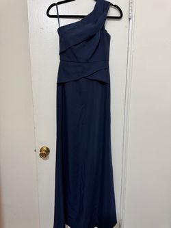 One shoulder gala blue dress bcbgmaxazria brand new