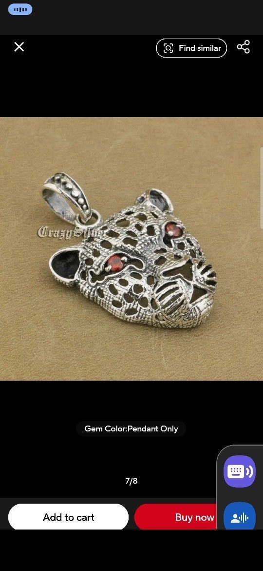 925 L Sterling Silver Leopard Pendant