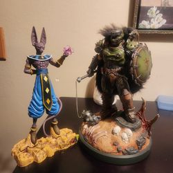 Doomguy and Beerus Statues