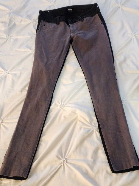 Ladies Juniors Hudson Vice Versa Collin Skinny Jeans Gray Black Sz 27