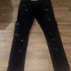 Mens black distressed jeans