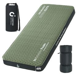 Self Inflating Sleeping Pad, 4in Ultra-Thick Foam Camping Car Mattress with Air Pump Sack, Sleeping Mat for Adults Inflatable Camping Pad Mattress, Si