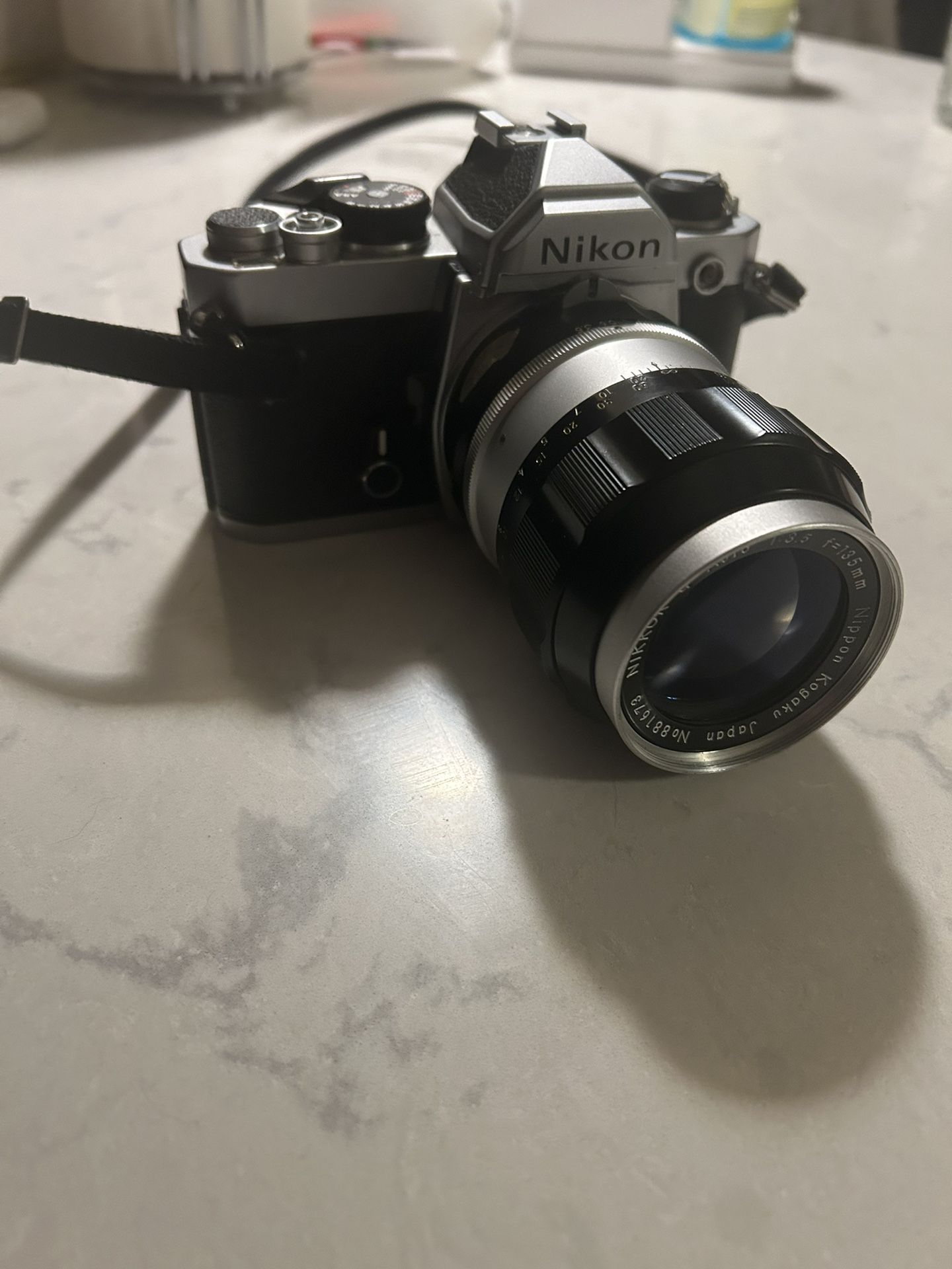 Nikon Fm2 Vintage Camera With 135mm Lens