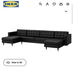 Ikea Black Real Leather Sectional Sofa