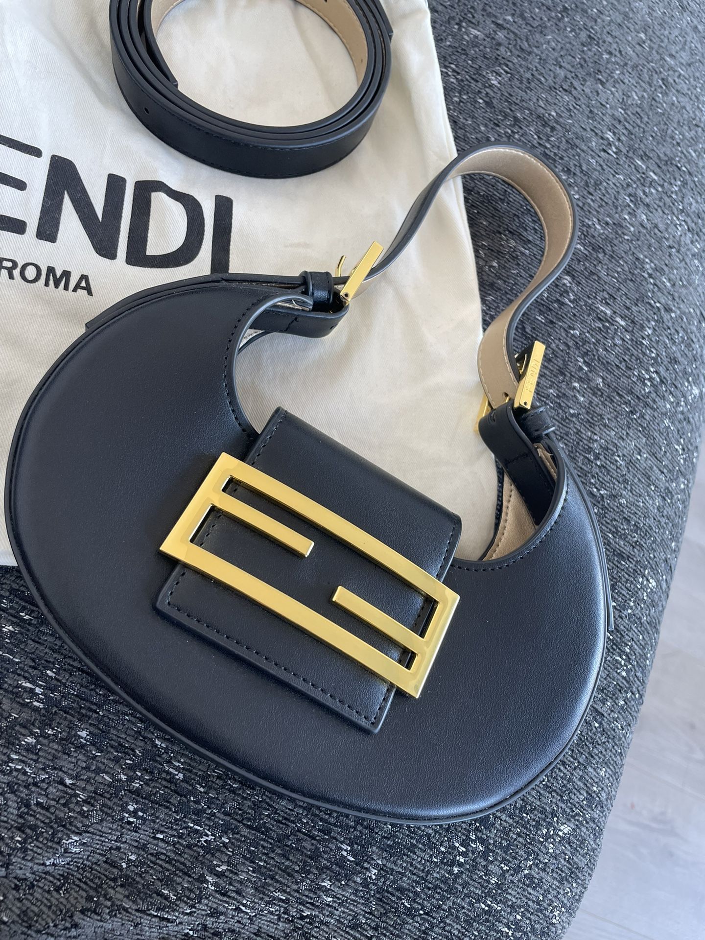 Fendi Mini Cookie Black satin mini-bag