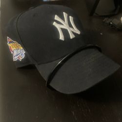 Blue & Pink Yankee Fitted Hat w 1996 World Series Patch
