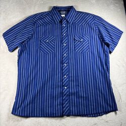Vintage 90s Wrangler Pearl Snap Shirt Men's 3XL Blue Big Tall Cowboy#5A