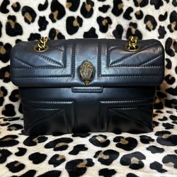 Kurt Geiger Black Quilted Shoulder Bag with Gold Details