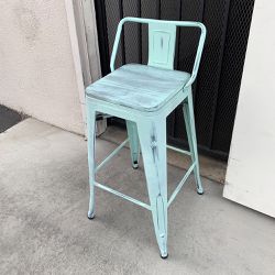 New in Box $20 (Light Blue) Metal Wooden Bar Stools w/ Backrest  26” Seat Height for Kitchen Counter Top Barstool 