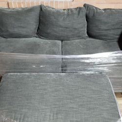 Couch Plush Angle Side With Ottoman 