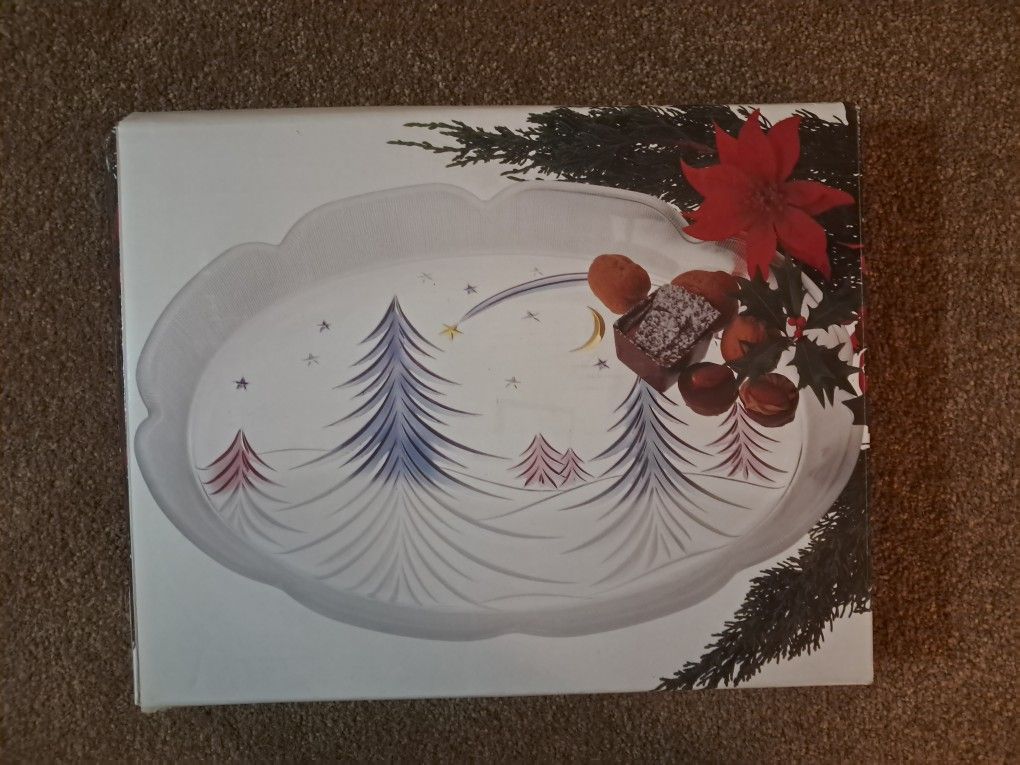 Winter Scene Glass Platter 
