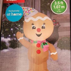 New!! 3.5ft (3.5 Ft) Inflatable Christmas Lawn Ornament  - Gingerbread Man